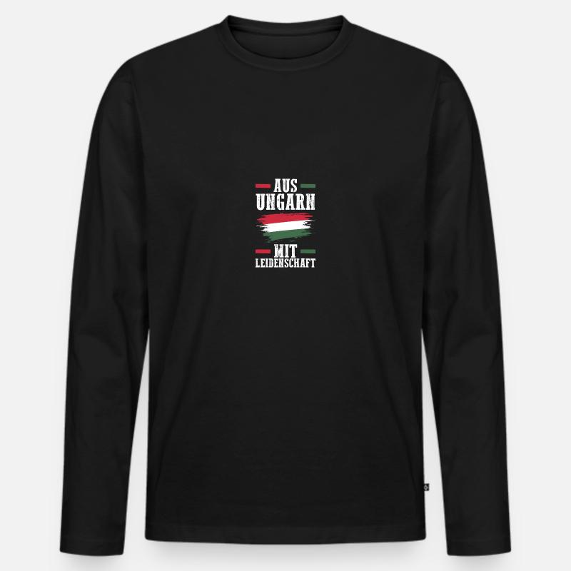 Ungar Ungarisch Ungarn - Männer Premium Bio Langarmshirt - Schwarz