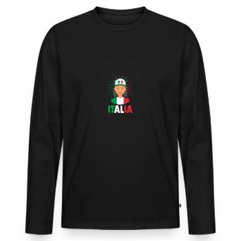Italie Italien Italien Italie - T-shirt manches longues Premium bio Homme - noir - Devant - Nico (187cm)
