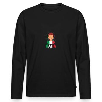 Italie Italien Italien Italie - T-shirt manches longues Premium bio Homme - noir - Devant - Nico (187cm)