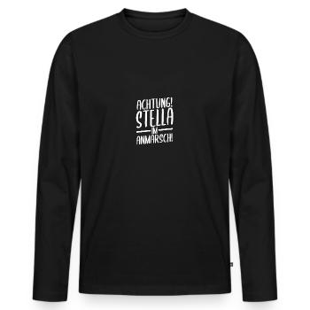 Vorname Stella - Männer Premium Bio Langarmshirt - Schwarz - Vorne - Nico (187cm)