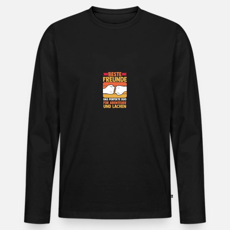 Beste Freunde - Männer Premium Bio Langarmshirt - Schwarz