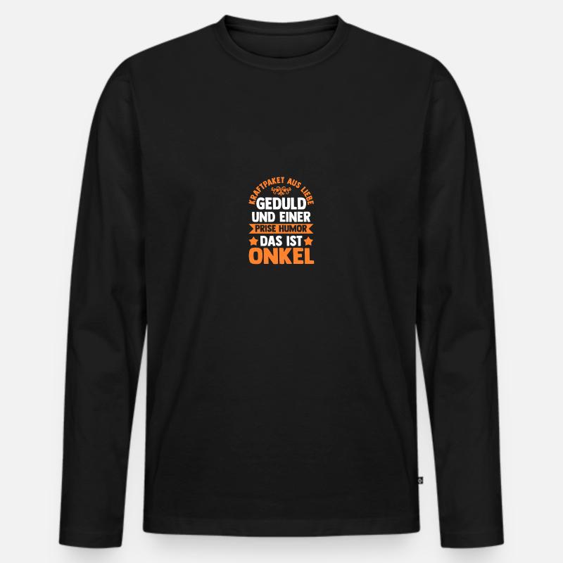 Onkel - Männer Premium Bio Langarmshirt - Schwarz