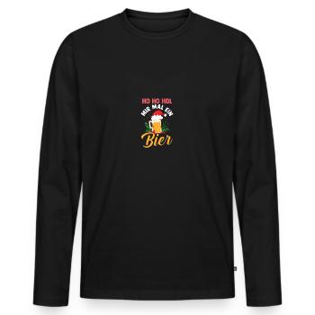Noël Ho Ho Offrez-moi une bière - T-shirt manches longues Premium bio Homme - noir - Devant - Nico (187cm)