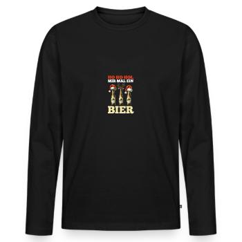 Noël Ho Ho Offrez-moi une bière - T-shirt manches longues Premium bio Homme - noir - Devant - Nico (187cm)