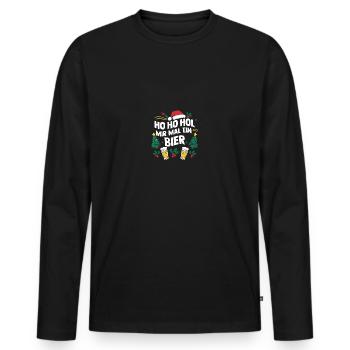 Noël Ho Ho Offrez-moi une bière - T-shirt manches longues Premium bio Homme - noir - Devant - Nico (187cm)
