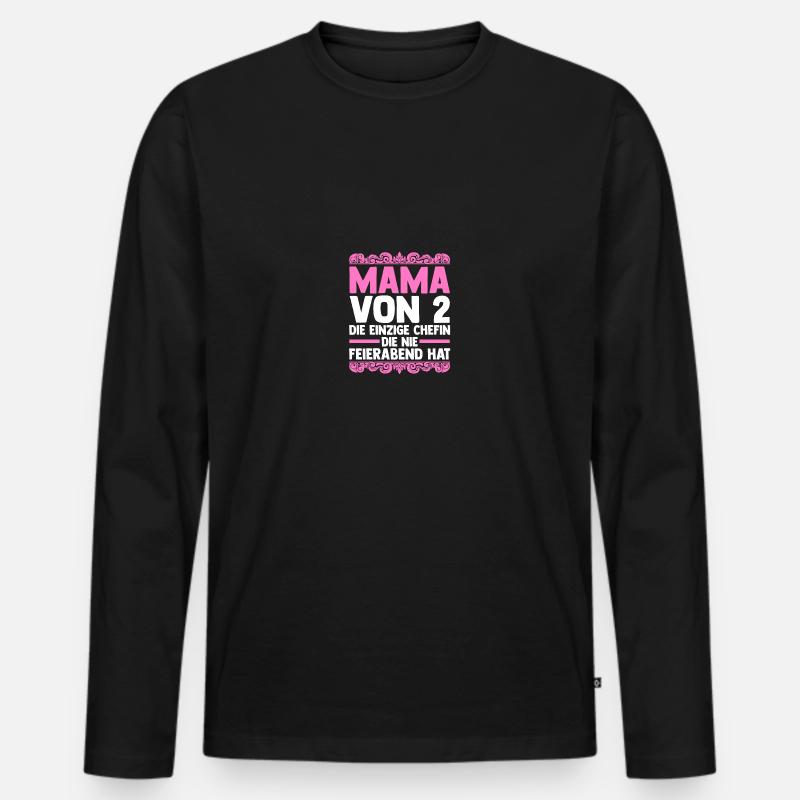 Mama Von 2 Kindern - Männer Premium Bio Langarmshirt - Schwarz