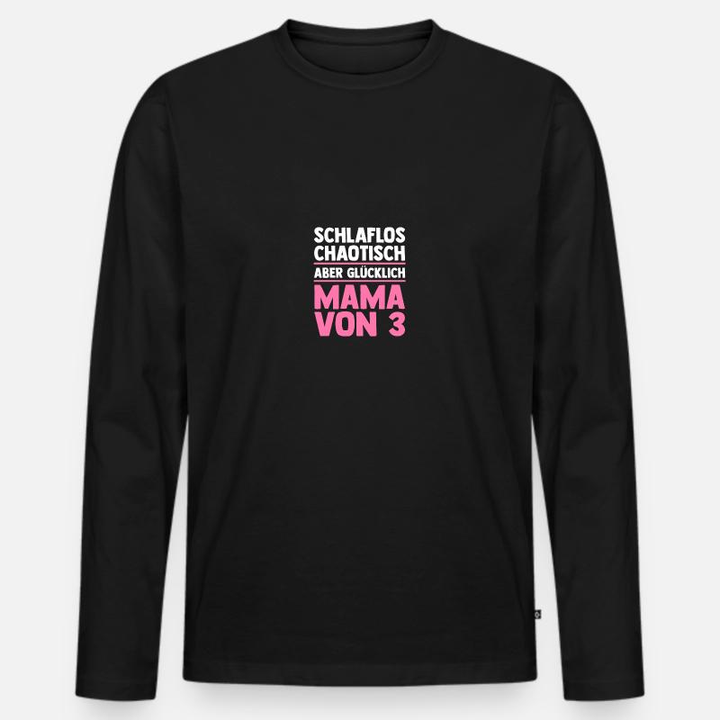Mama Von 3 Kindern - Männer Premium Bio Langarmshirt - Schwarz