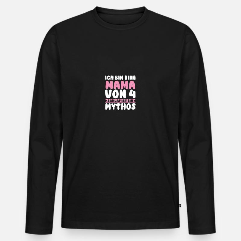 Mama Von 4 Kindern - Männer Premium Bio Langarmshirt - Schwarz