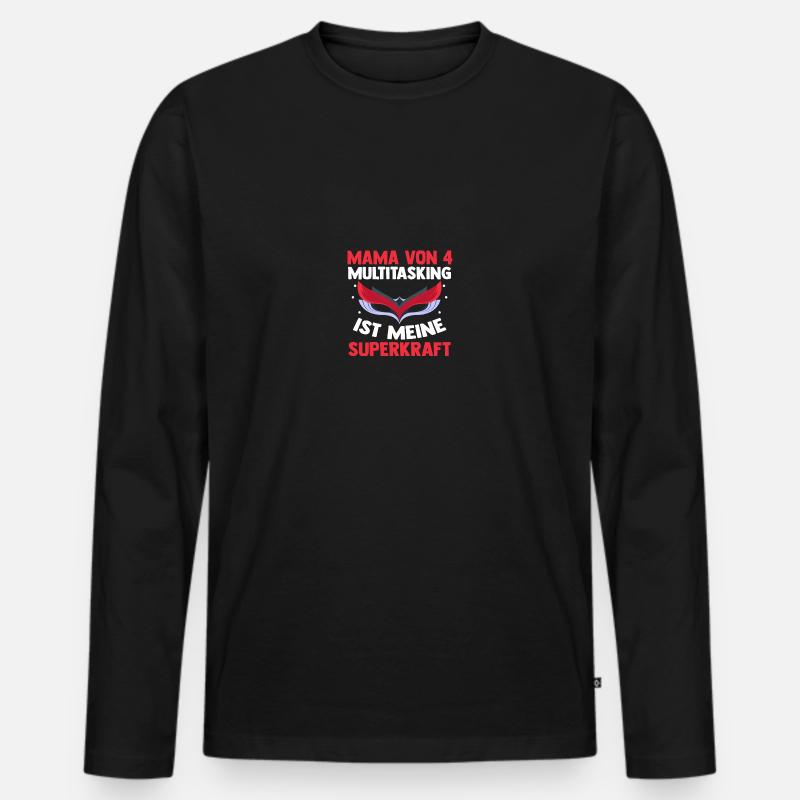 Mama Von 4 Kindern - Männer Premium Bio Langarmshirt - Schwarz
