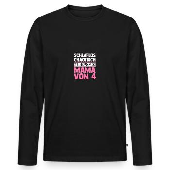 Mom of 4 children - Men's Premium Organic Long Sleeve Shirt - black - Front - Nico (187cm)