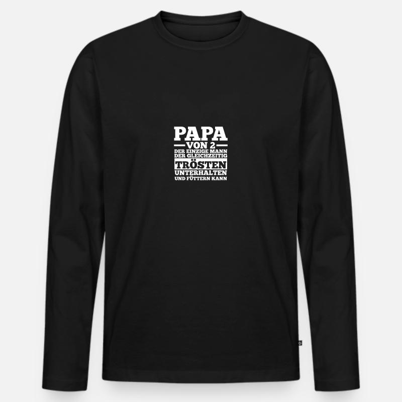 Papa Von 2 Kindern - Männer Premium Bio Langarmshirt - Schwarz