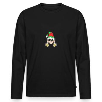 Père Noël Elfe de Noël Bière Elfe de Noël - T-shirt manches longues Premium bio Homme - noir - Devant - Nico (187cm)