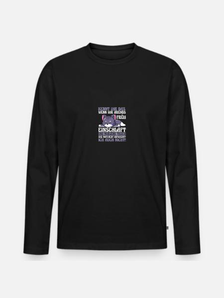Lazy Late Riser Motivation Cat - Men's Premium Organic Long Sleeve Shirt - black