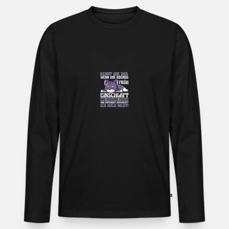 Faulenzer Langschläfer Motivation Katze - Männer Premium Bio Langarmshirt - Schwarz