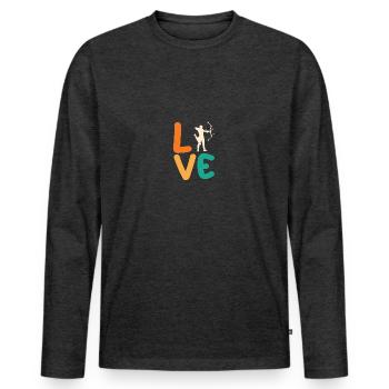 Archer Tir à l’arc - T-shirt manches longues Premium bio Homme - anthracite chiné - Devant - Nico (187cm)