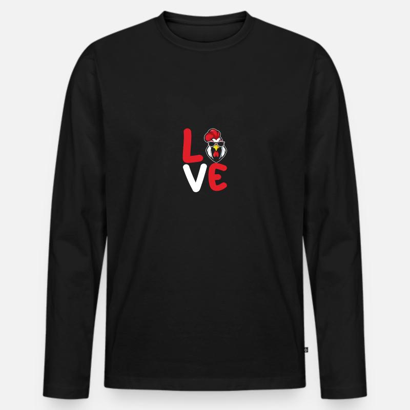 Hühner Hahn - Männer Premium Bio Langarmshirt - Schwarz