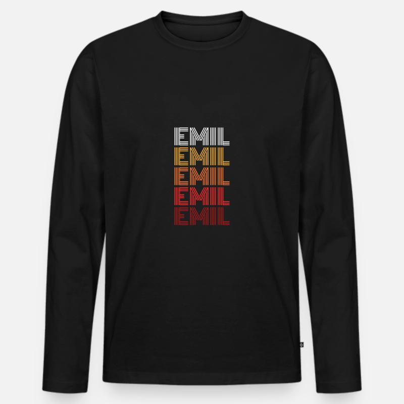Emil - Männer Premium Bio Langarmshirt - Schwarz