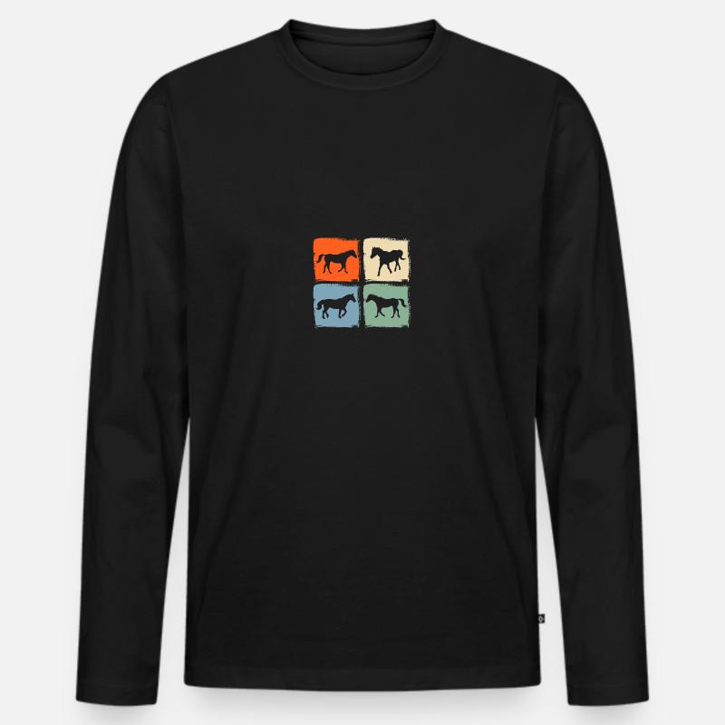 Reiten Pferd - Männer Premium Bio Langarmshirt - Schwarz