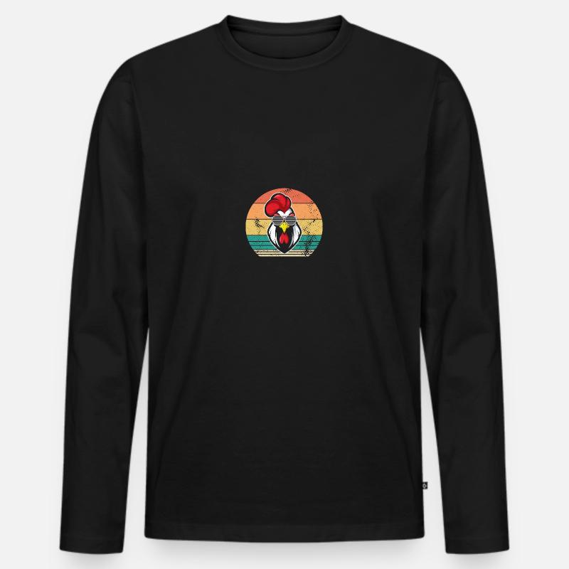Hühner Hahn - Männer Premium Bio Langarmshirt - Schwarz