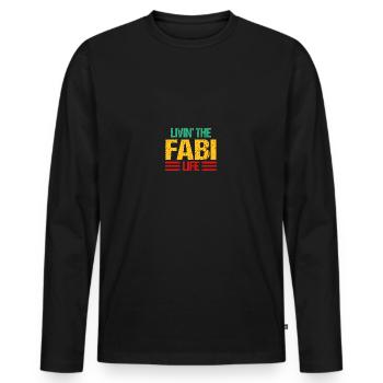 Fabian - Männer Premium Bio Langarmshirt - Schwarz - Vorne - Nico (187cm)