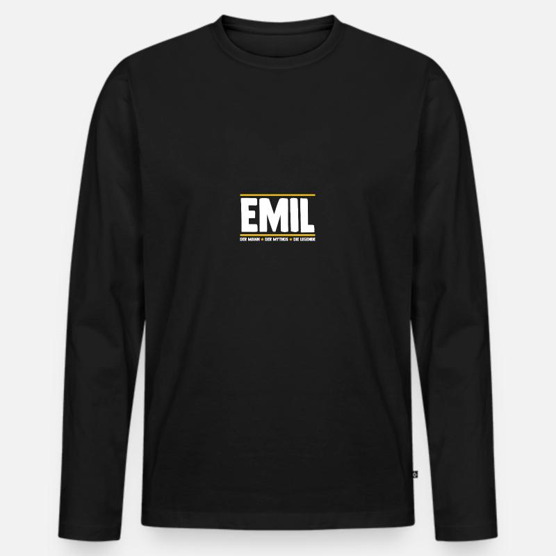 Emil - Männer Premium Bio Langarmshirt - Schwarz