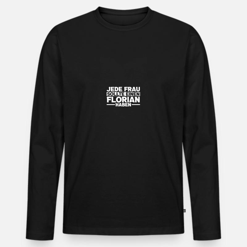 Florian - Männer Premium Bio Langarmshirt - Schwarz