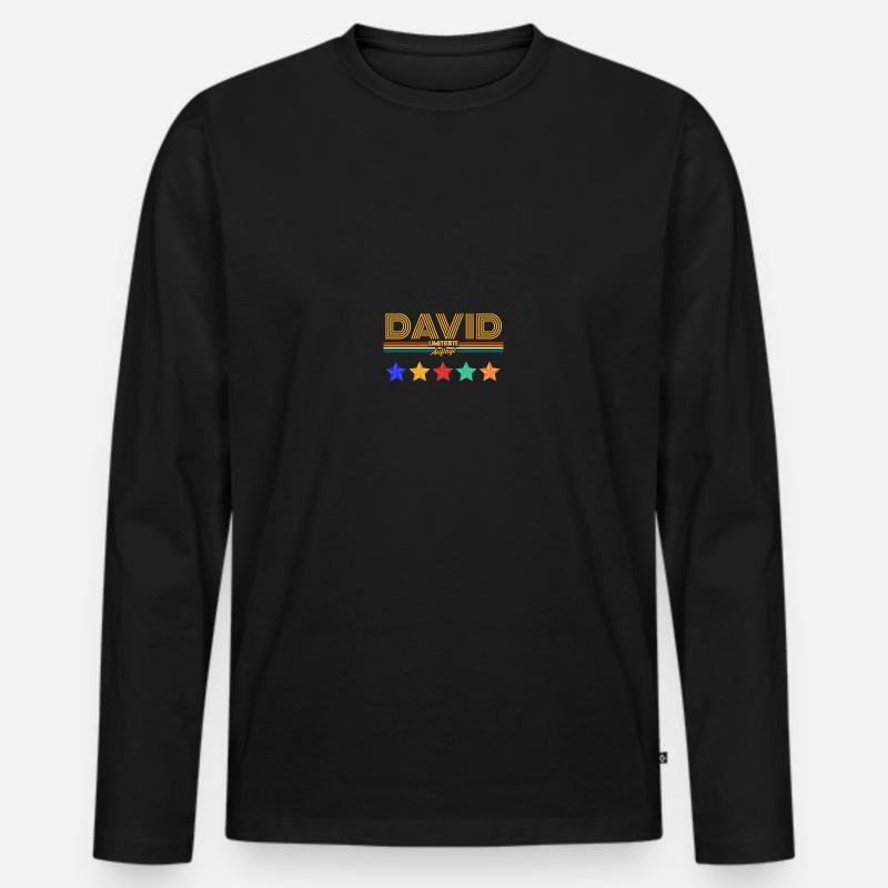 David - Männer Premium Bio Langarmshirt - Schwarz