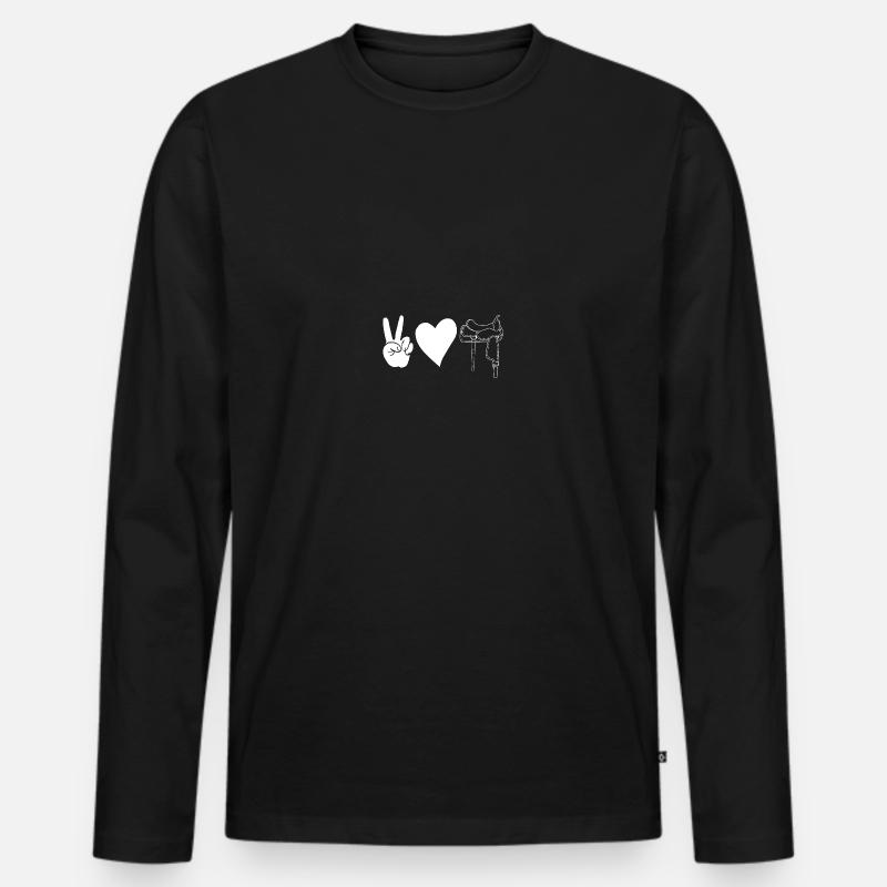 Reiten Pferde - Männer Premium Bio Langarmshirt - Schwarz