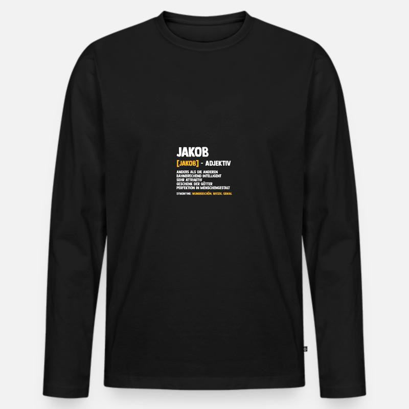 Jakob - Männer Premium Bio Langarmshirt - Schwarz