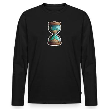 Hourglass, Sand Glass, Clock, Countdown, Sand Glass, Time - Men's Premium Organic Long Sleeve Shirt - black - Front - Nico (187cm)