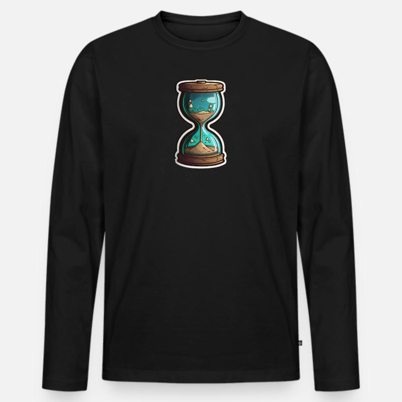 Sanduhr, Sand Glas, Uhr, Countdown, Sandglas, Zeit - Männer Premium Bio Langarmshirt - Schwarz