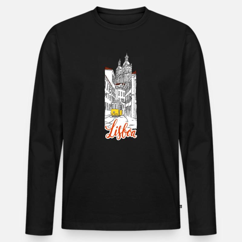 Lissabon - Männer Premium Bio Langarmshirt - Schwarz