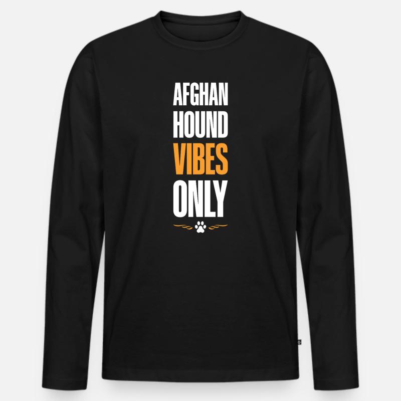 Afghan Hound Vibes Only - Männer Premium Bio Langarmshirt - Schwarz