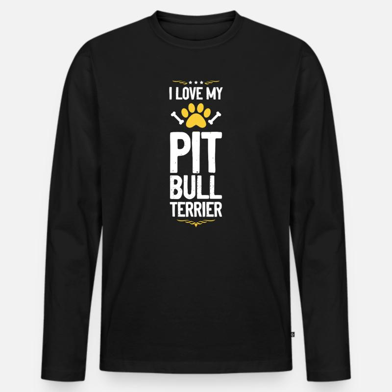 Ich liebe Pitbull Terrier - Männer Premium Bio Langarmshirt - Schwarz