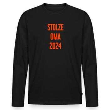 Stolze Oma 2024 – Perfekt für frischgebackene Omas - Männer Premium Bio Langarmshirt - Schwarz - Vorne - Nico (187cm)