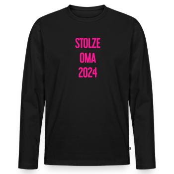 Stolze Oma 2024 – Perfekt für frischgebackene Omas - Männer Premium Bio Langarmshirt - Schwarz - Vorne - Nico (187cm)