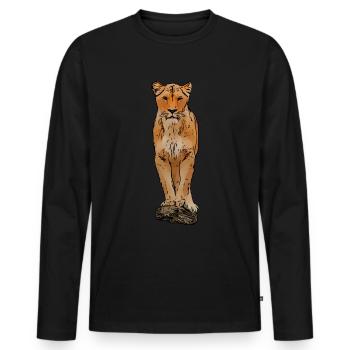 lion motif lion female lion cat - Men's Premium Organic Long Sleeve Shirt - black - Front - Nico (187cm)