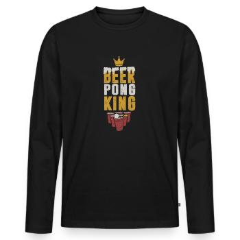 Beerpong King - équipe de boisson - T-shirt manches longues Premium bio Homme - noir - Devant - Nico (187cm)