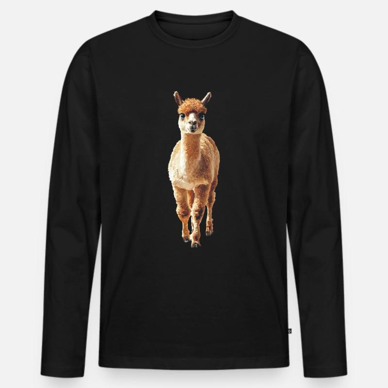 Alpaka - Männer Premium Bio Langarmshirt - Schwarz