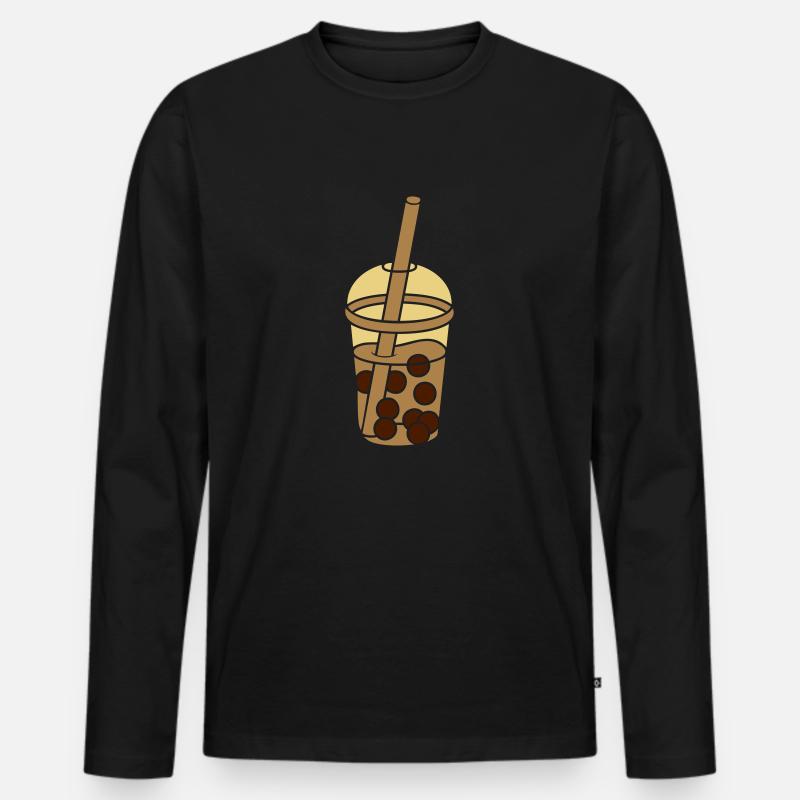 Design Comic Bubble Tea - Männer Premium Bio Langarmshirt - Schwarz