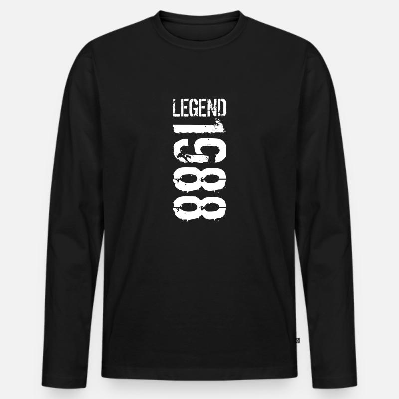 Legend 1988 white - Männer Premium Bio Langarmshirt - Schwarz