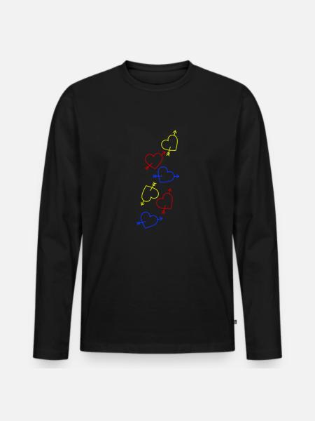 Herzen Bunt Herz - Männer Premium Bio Langarmshirt - Schwarz