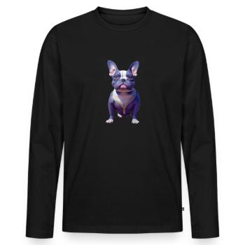 Français Bouledogue - T-shirt manches longues Premium bio Homme - noir - Devant - Nico (187cm)