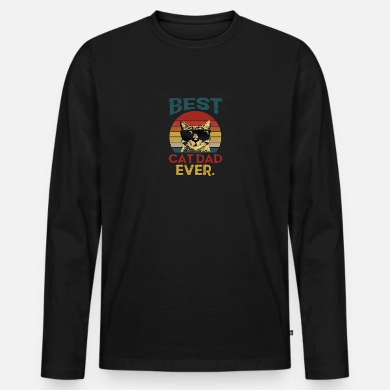 Best cat dad ever - Männer Premium Bio Langarmshirt - Schwarz