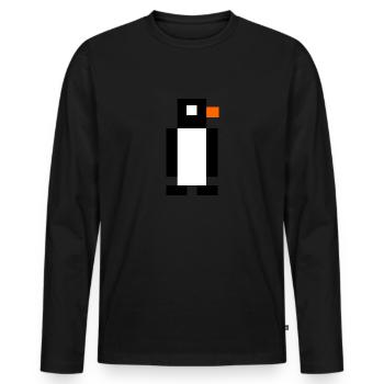 Pingouin pixel - T-shirt manches longues Premium bio Homme - noir - Devant - Nico (187cm)
