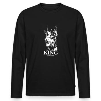 Dobermann King of everything Hundespruch Wilsigns - Männer Premium Bio Langarmshirt - Schwarz - Vorne - Nico (187cm)