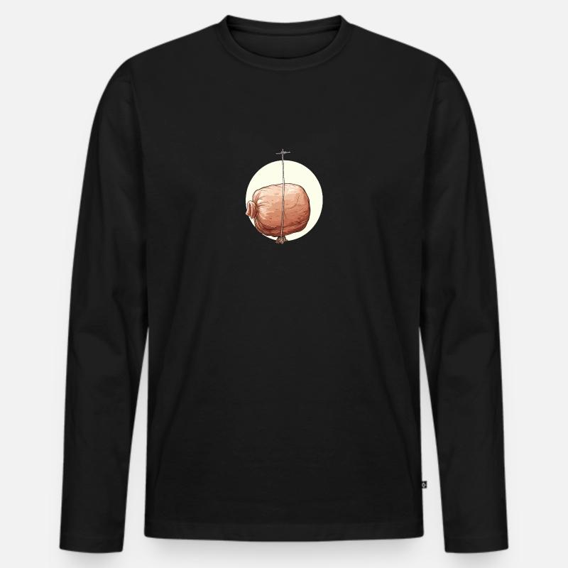 Kniesehne - Männer Premium Bio Langarmshirt - Schwarz