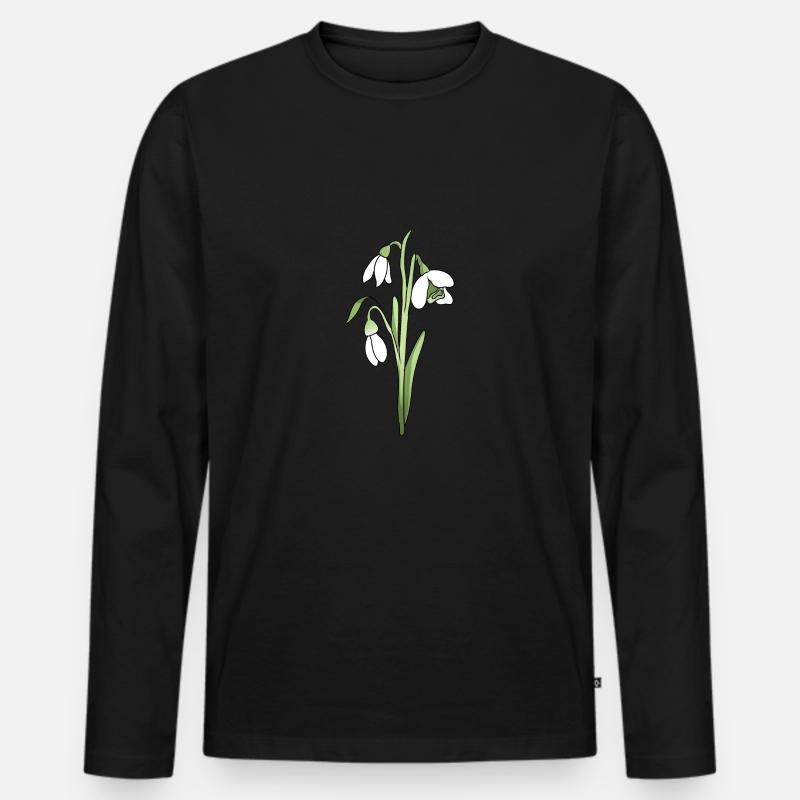 Schneeglöckchen - Männer Premium Bio Langarmshirt - Schwarz