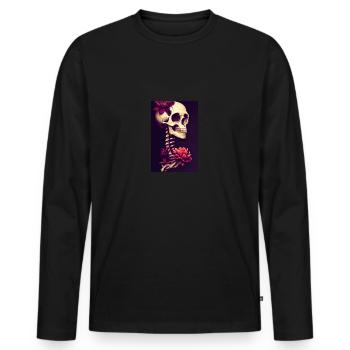 Skull Skull Flowers Tattoo - Men's Premium Organic Long Sleeve Shirt - black - Front - Nico (187cm)