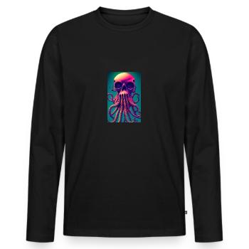 Skull Skull Flowers Tattoo Octopus Octopus Octopus - Men's Premium Organic Long Sleeve Shirt - black - Front - Nico (187cm)